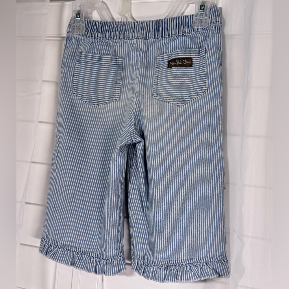 Matilda Jane Blue and White Striped Ruffle Hem Pants